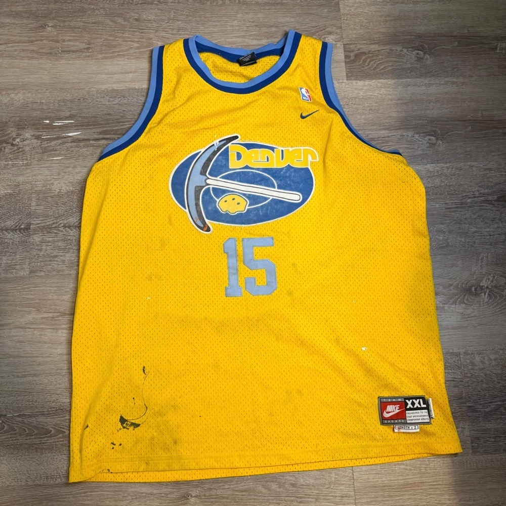 Vintage Nike Denver Nuggets Carmelo Anthony 15 Jersey Yellow XXL Length +2 NBA